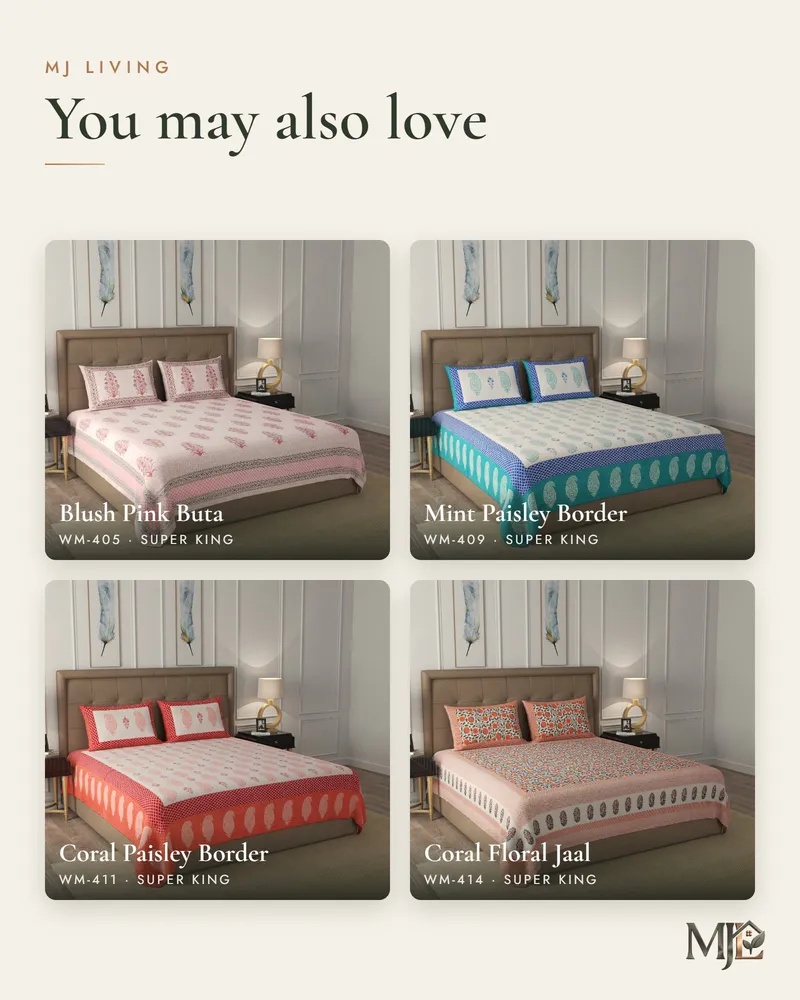 Teal Trellis Buti Bedsheet: More designs
