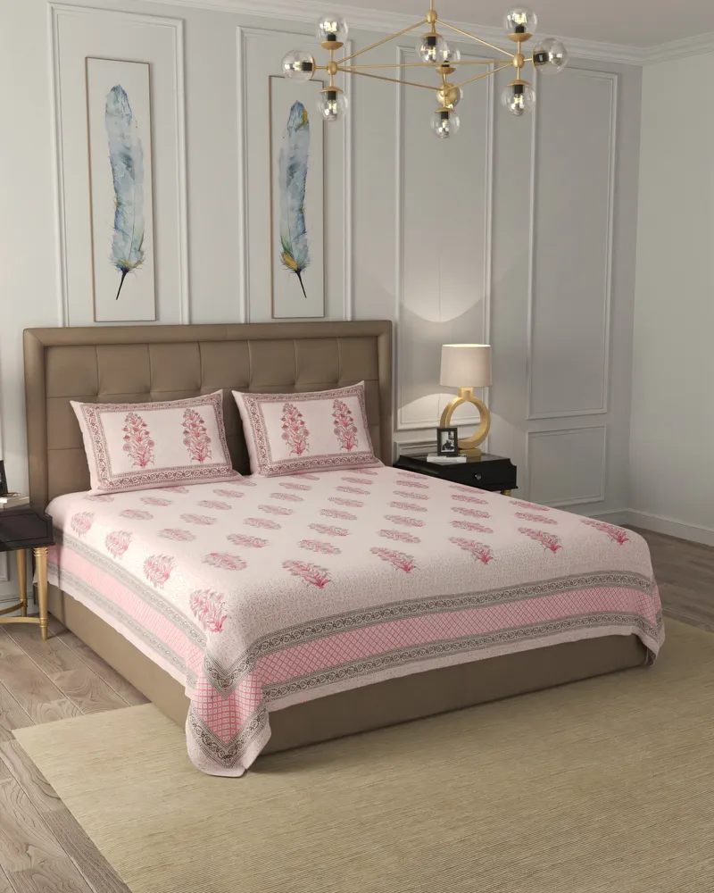 Blush Pink Buta Bedsheet: Hero