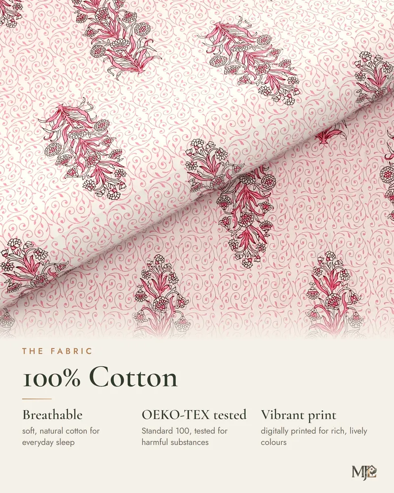 Blush Pink Buta Bedsheet: Fabric