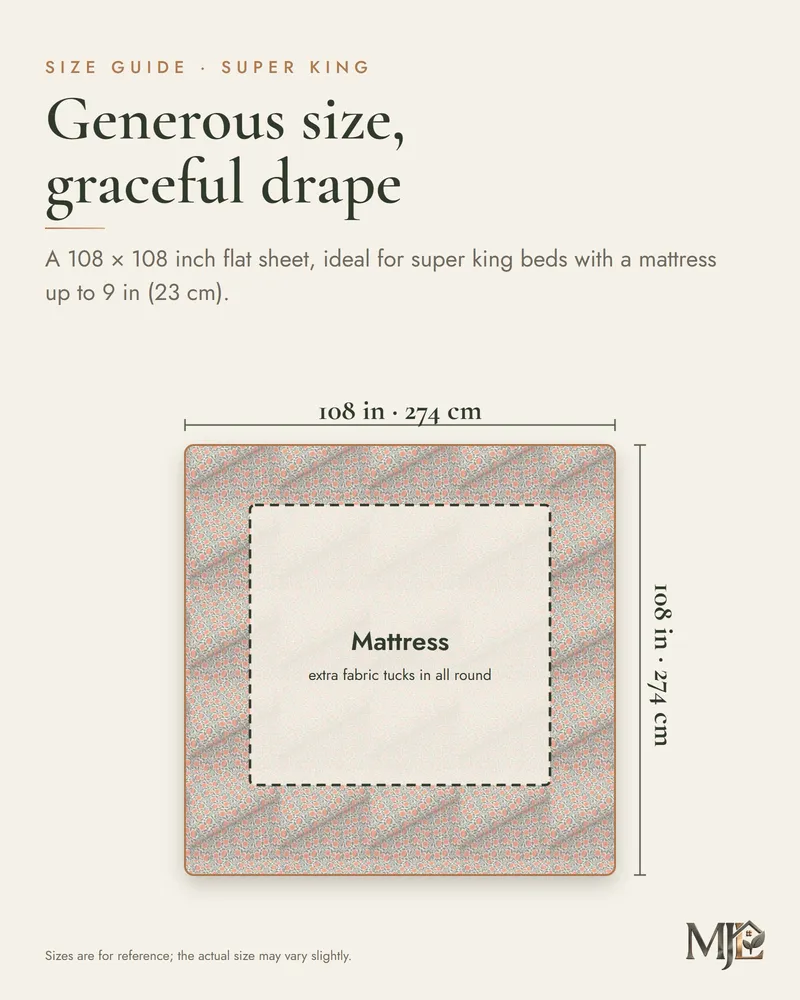 Coral Floral Jaal Bedsheet: Size guide