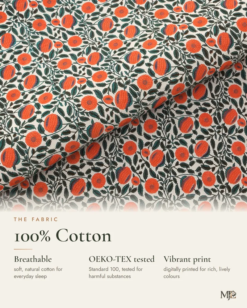 Coral Floral Jaal Bedsheet: Fabric