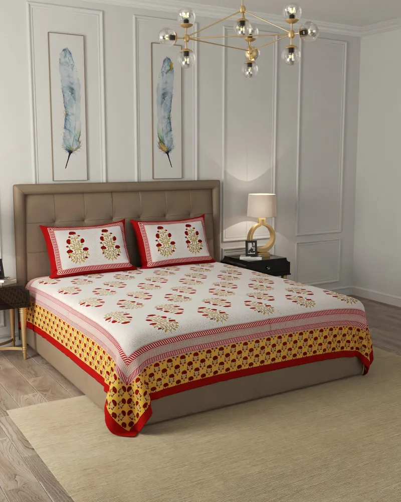 Heritage Red & Saffron Bedsheet: Hero