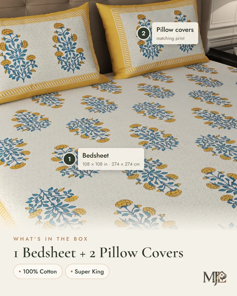 Heritage Teal & Gold Bedsheet: What is in the set