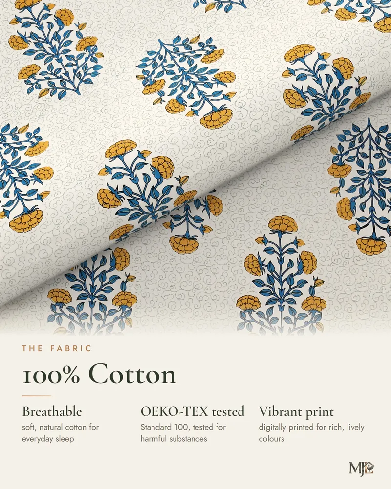 Heritage Teal & Gold Bedsheet: Fabric