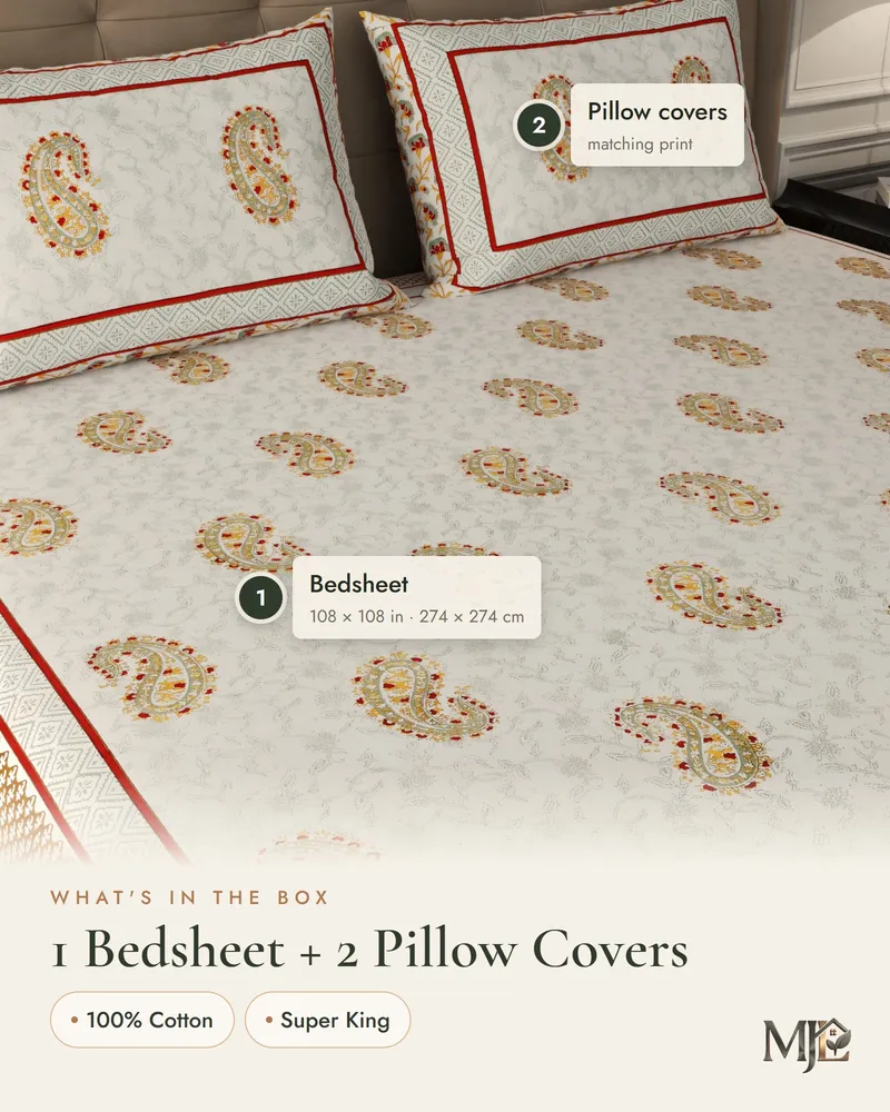 Golden Paisley Bedsheet: What is in the set