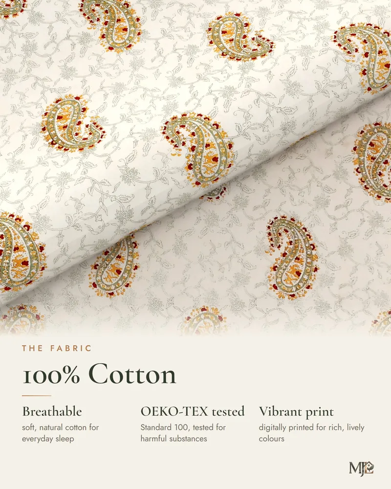 Golden Paisley Bedsheet: Fabric