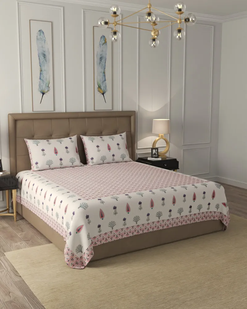 Pink Ogee Garden Bedsheet: Hero