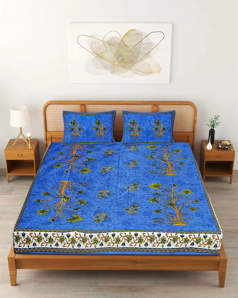 Indigo Tree of Life Bedsheet: Front view