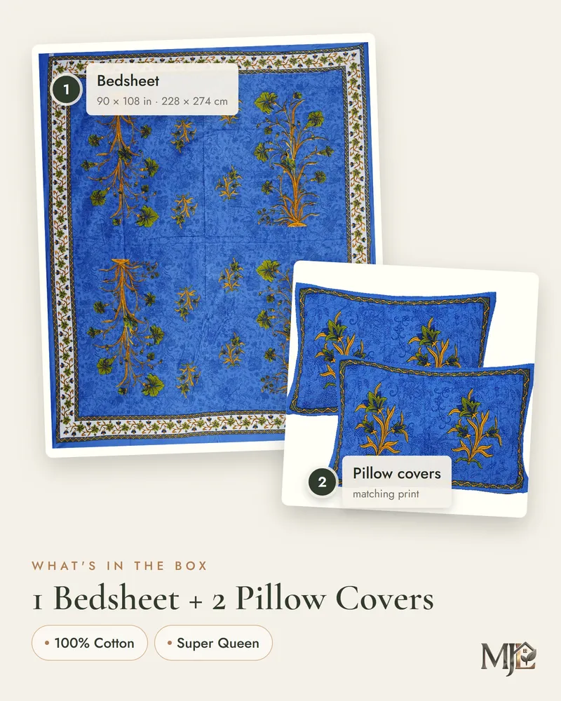 Indigo Tree of Life Bedsheet: What is in the set