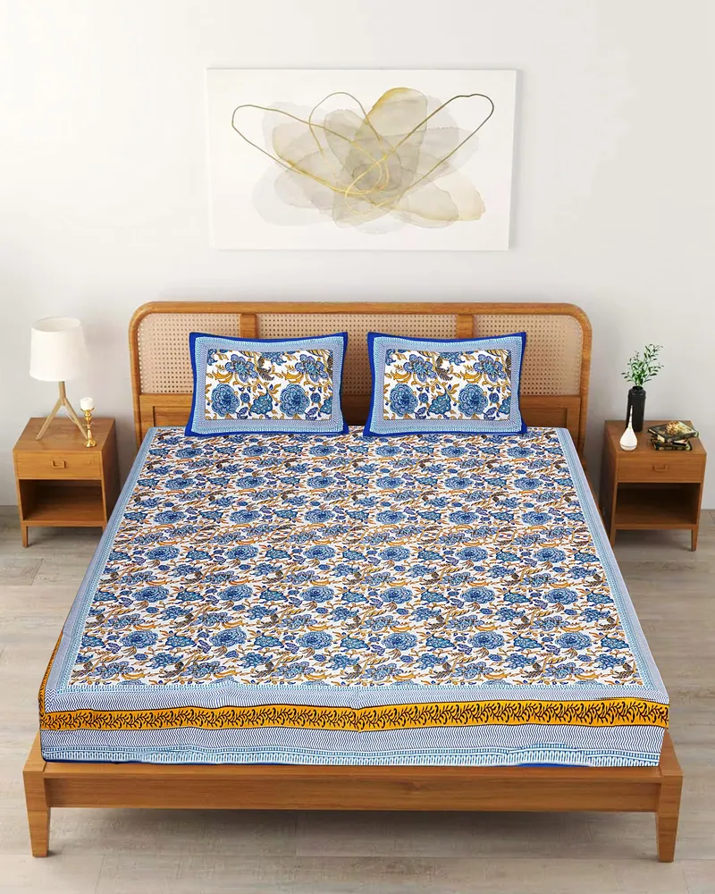 Blue Garden Bloom Bedsheet: Hero
