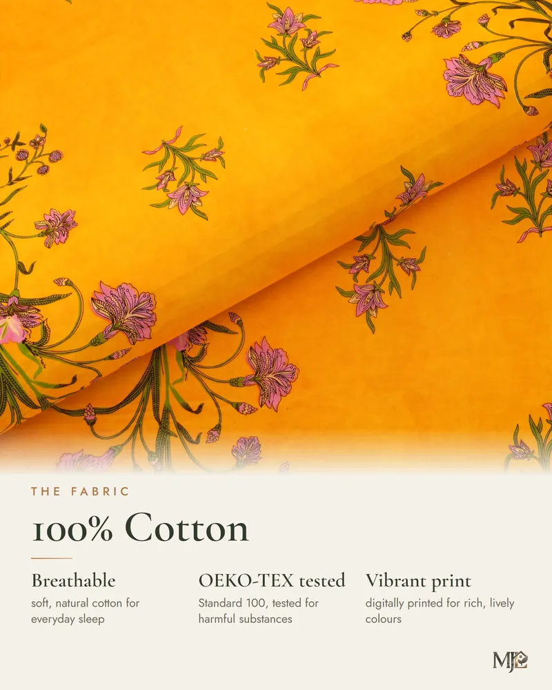 Mustard Botanical Sprig Bedsheet: Fabric