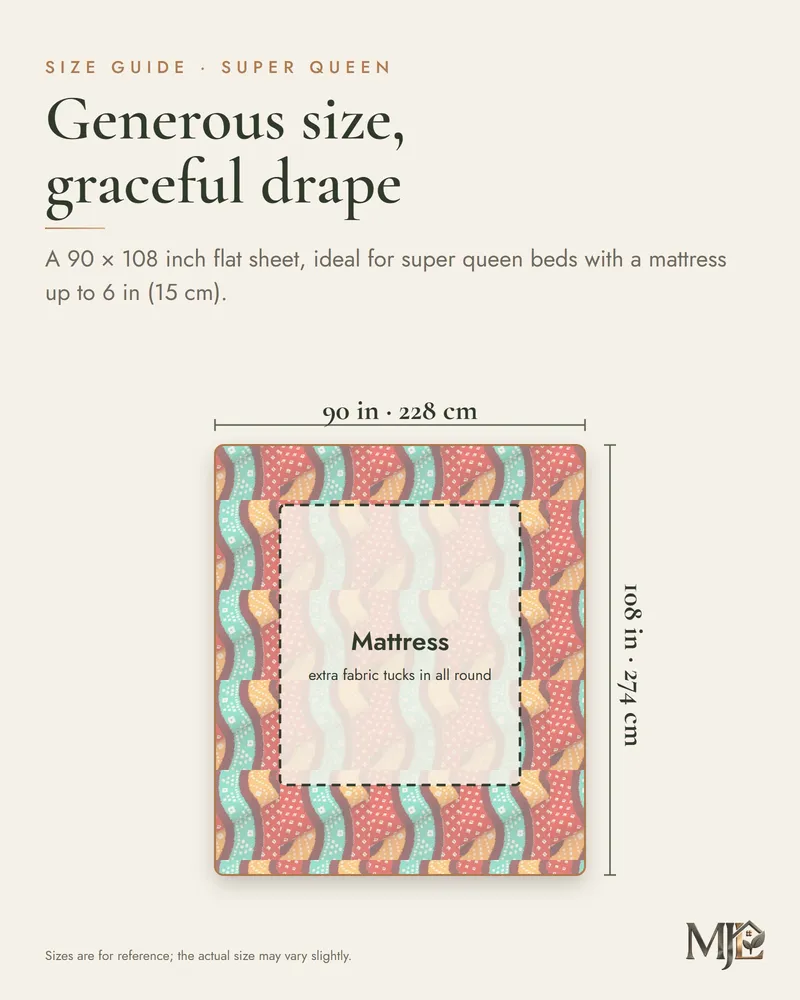 Red Mandala Bandhani Bedsheet: Size guide