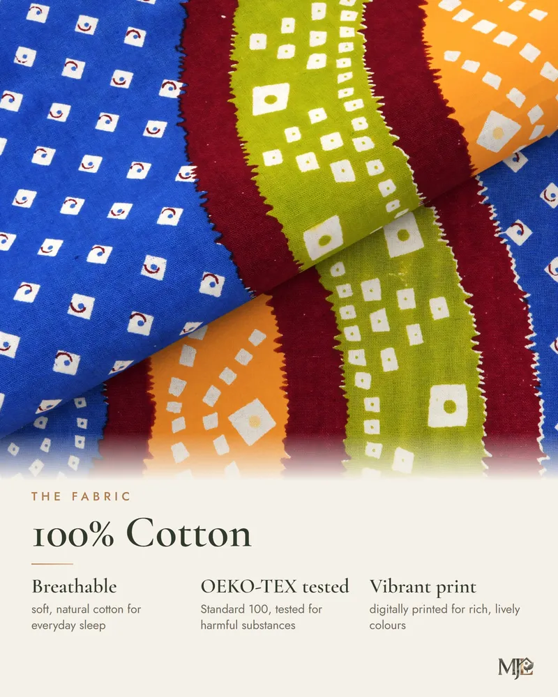 Blue Mandala Bandhani Bedsheet: Fabric