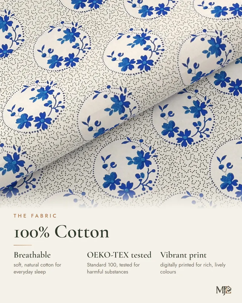 Blue Floral Medallion Bedsheet: Fabric