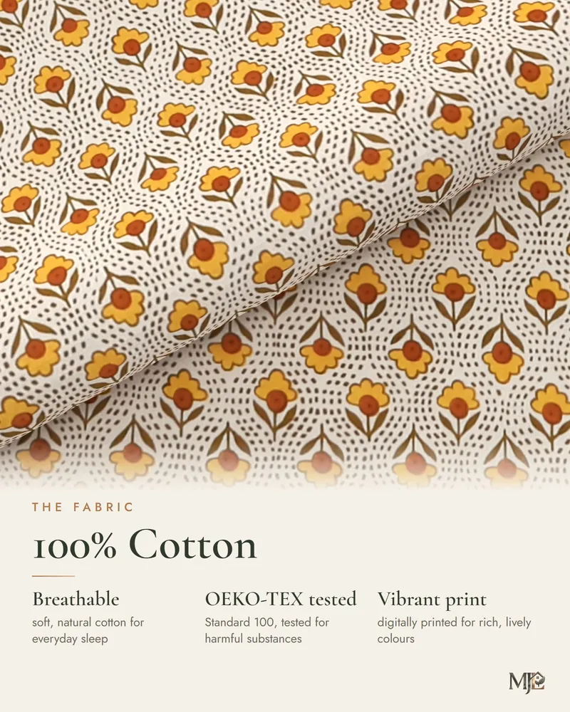 Sand & Saffron Buti Bedsheet: Fabric