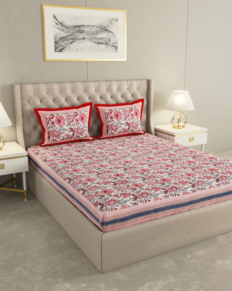 Rose Floral Jaal Bedsheet: Hero