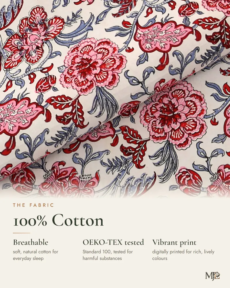 Rose Floral Jaal Bedsheet: Fabric